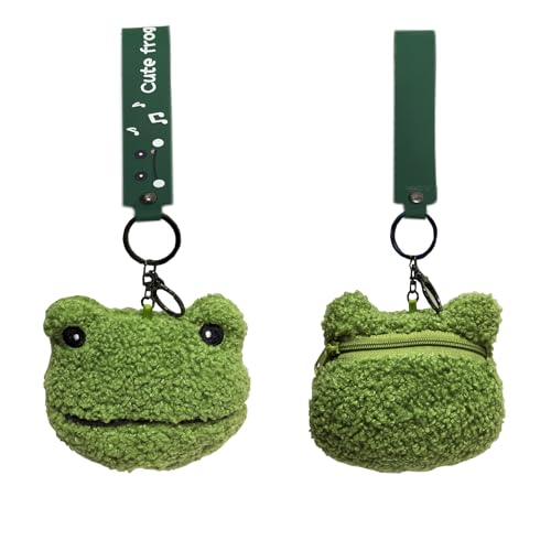 Fuzzleehi Lovely Frog Purse, Frog Wallet, Funny Coin Bag, Fluffy Purse, with Secure and Sturdy Keychain, Suitable for All Ages, Can be Hung on Any Size, Any Style Bag