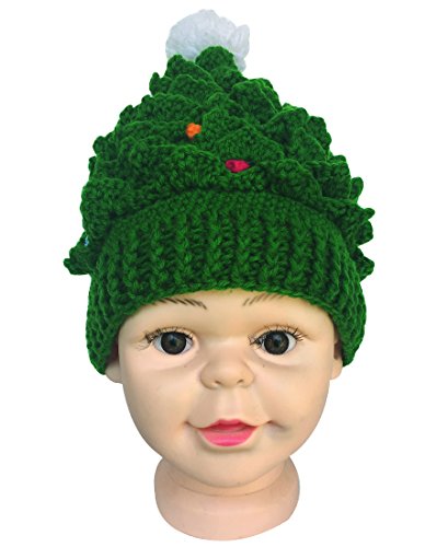 Kafeimali Baby Christmas Tree Knit Hat Green Red Crochet Beanie Reindeer Caps (Green) #TOP6