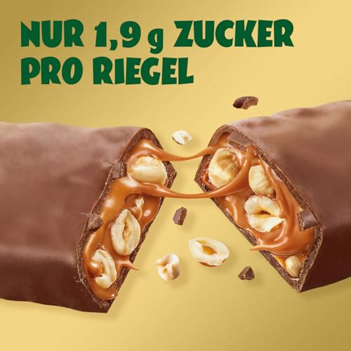 ahead Hazelnut Caramel Schokoriegel | 12x 35g Schokoriegel ohne Zuckerzusatz | 1,9 g Zucker pro Riegel | Knusprige Haselnüsse & Karamellgeschmack | Low Carb Süssigkeiten Ohne Palmöl