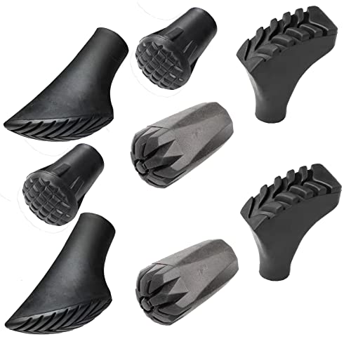 RONCHEN 8pcs Assorted Replacement Tips Hiking Stick Walking Trekking Pole Protector for Hiking Poles, Walking Sticks, Trekking Poles, black, DSZ-PJ001