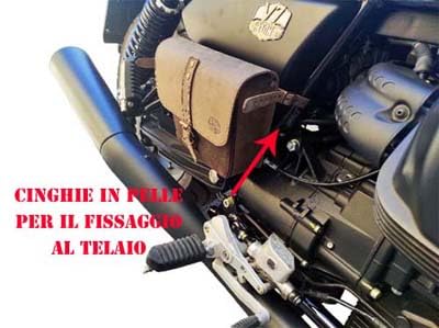 ExMoto Borsa da Fianchetto Laterale Marrone Motocicletta in Pelle e Cotone Cerato compatibile con Moto Guzzi V7 III - V9 - V7 850 (Brown Stone)
