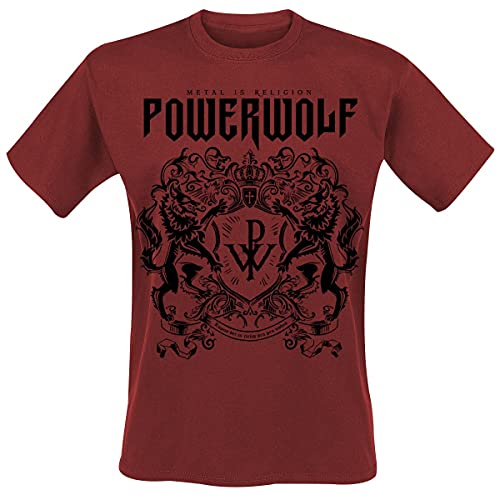 Powerwolf Crest Red Homme T-Shirt Manches Courtes Rouge M, 100% Coton, Regular/Coupe Standard Cover