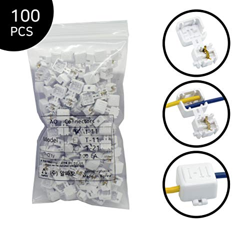 Alphao Quick Splice Snap Wire Connector - Self-Stripping Electrical Butt Connector Terminal Kit No Clipping, Splicing, Taping Needed/One-To-One & T-Tap Connection (I-11, 100 Pcs, 24-22 Awg)… #TOP5