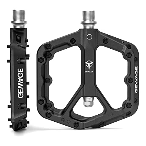 GEWAGE Mountain Bike Pedals, Non-Slip MTB Nylon Fiber Pedals, 9/16" Bicycle Pedals, Lightweight and Wide Flat Platform Pedals (Black) Cover