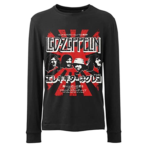 Rock Off Longsleeve LED Zeppelin (Japanese) Burst Black Officiel T-Shirt Hommes Unisexe - Les Beatles, Paul McCartney, John Lennon, RIngo Starr, George Harrison Rock Off Longsleeve LED Zeppelin (Japanese) Burst Black Officiel T-Shirt Hommes Unisexe