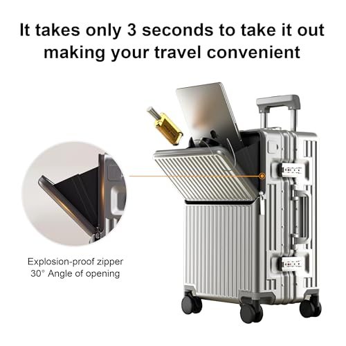Aiweiny Suitcase Carry-On Luggage Spring-Summer Travel Airline Approved With Tsa Lock, 360° Wheel, Pc Hard Shell And Aluminum Frame Pressure-Resistant, Suitable For 20'' 24'' 26'' (Silver, 20‘’) - 2