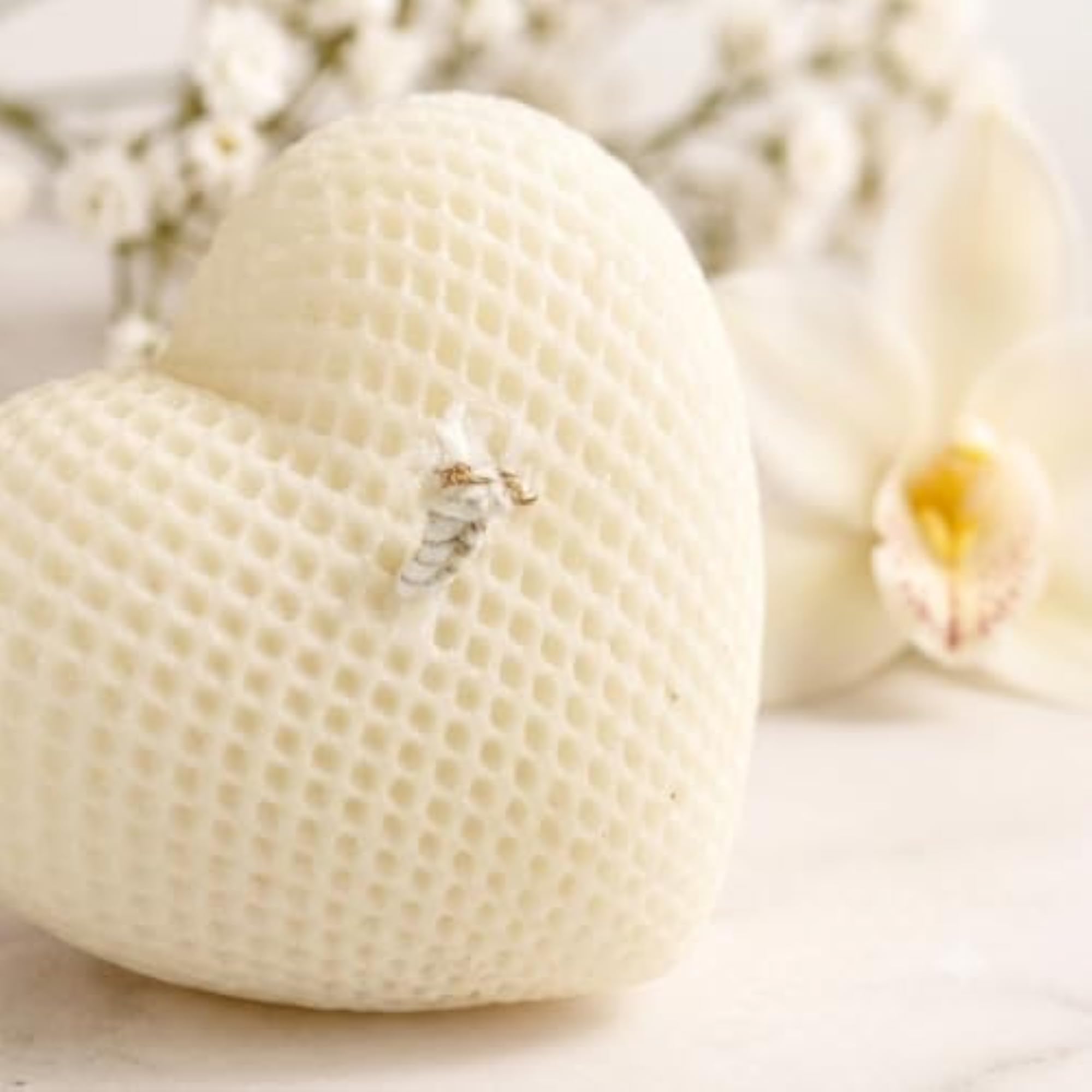 Heart Shaped Decorative Candles with Textured Grid Pattern