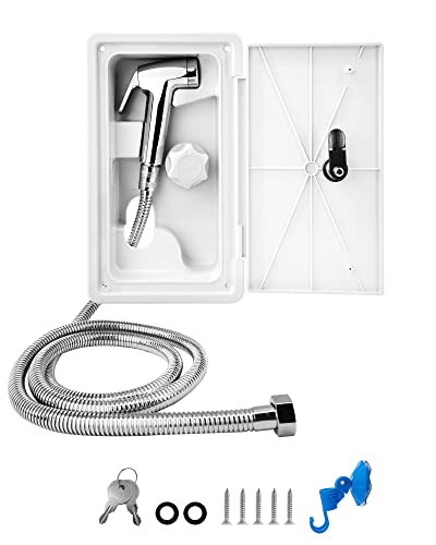 Nerites Rv Exterior Shower Box Kit With Hot/Cold Switch, Shower-Head, Metal Hose, Lock And Key For Motorhome Travel Trailer Caravan Yacht And Boat #TOP28