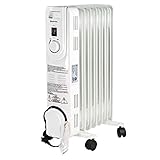 Comfort Zone CZ7007J Oil-Filled Electric Radiator Heater with 3 Heat Settings and Silent Operation