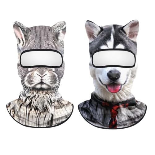 2 PCS Ski Mask, 3D Cat Ski Balaclava Sheisty Face Mask with Ears