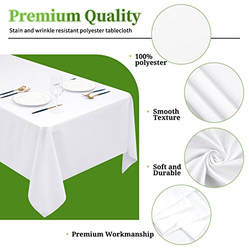 12 Pack White Tablecloths For Rectangle Tables Stain And Wrinkle Resistant Washable Polyester Tablecloth 60 X 102 Inch Table Cloth Rectangle Table 6 Foot Rectangle Table Cloth For Wedding Party #TOP2