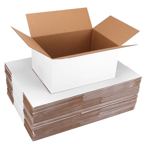 SPEPLA Shipping Boxes 10x7x5 Set of 40, White Corrugated Cardboard Box for Mailing Business Packaging