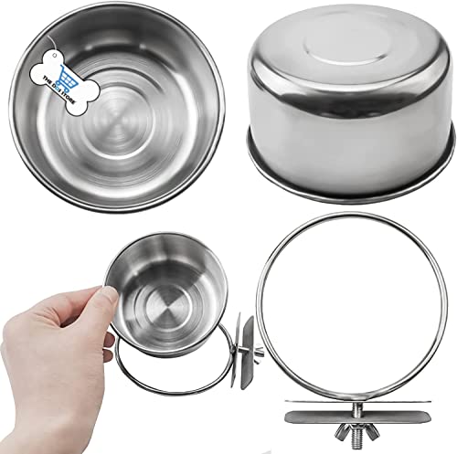 Image of Bird Feeding Dish Cups, Parrot Food Bowl Clamp & Hook Holder Stainless Steel Coop Cup Bird Cage Water Bowl Small Animals,Birds,Parrots, Pigeons, Hamsters,Guinea Pig (Pack of 2)