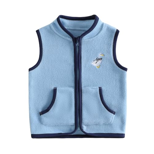 Image of Toddler Baby Boy Fleece Outerwear Vests Sleeveless Zipper Jacket Solid Color Vest Coat Spring Fall Winter Clothes