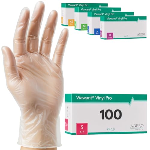 adebo handschuhe Vinylhandschuhe 100 Stück | S | Einweghandschuhe Vinyl Sehr tastsensibel – Stabil, Puderfrei & Latexfrei – Reißfeste Gummihandschuhe Größe:4 (7-8 Jahre) Ansell RIG11Y Klasse 0 Category:City Urban_CST C1263  40 635