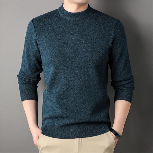 Vogrtcc Men's Crew Neck Sweater Long Sleeve Youth Half Turtleneck Thick Warm Winter Pullover Knitted Sweater2