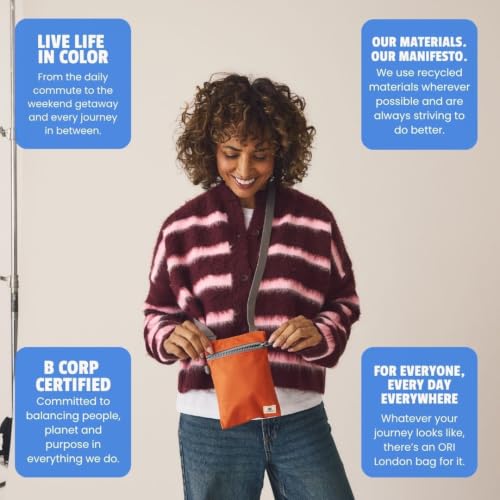 Image of ORI LONDON Crossbody Bag - Chunky Zip, Adjustable Strap, & Multi Pockets for Mobile Phones, Cards & More - Chelsea