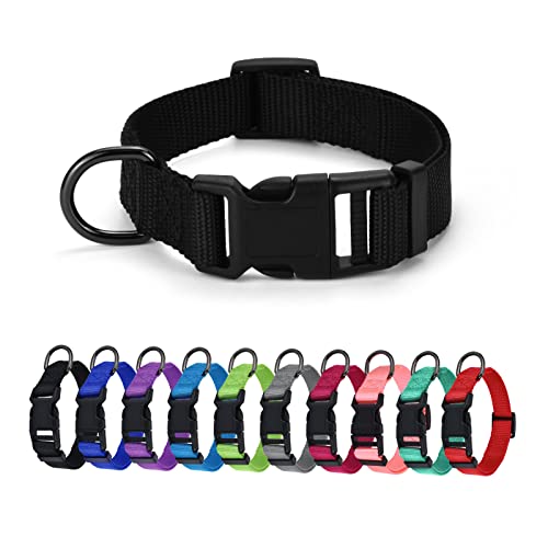 AUDWUD Thick Nylon Collar,Classic Adjustable Dog Collar in Multiple Colors,Suitable for Small,Medium and Large Dogs,4 Sizes