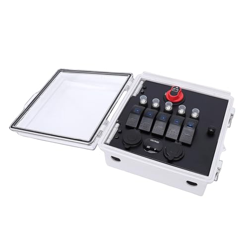 Panneau d'interrupteur à bascule étanche 5 gangs Bewinner avec voltmètre et double USB marine - 2