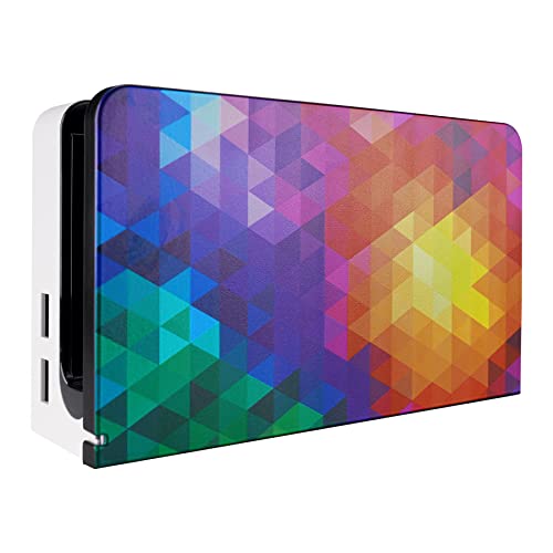 PlayVital Anti-Scratch Dock Cover do Switch OLED,Panele Ochronny do Switch OLED Dock,Twarda Osłona Na Płytę Czołową Wymienna Powłoka do Switch OLED Dock(Dock nie Jest Dołączony)-Kolorowy Trójkąt