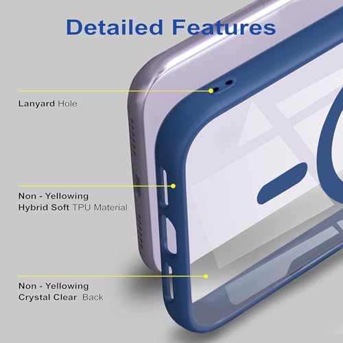 Image of amazon basics Mag-Safe Case Compatible for iPhone 14 Pro Cover | Transparent Ultra Hybrid Drop and Camera Protection Back Cover Case Compatible for iPhone 14 Pro (Blue)