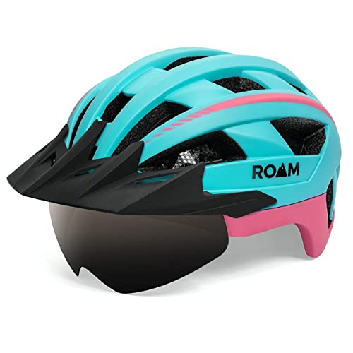 Roam Road Bike Helmet - Durable Helmets For Adults With Sun Visor, Led Light And Detachable Magnetic Goggles - Adjustable Size - Mountain Bicycle Helmet For Adult Men & Women﻿ #TOP5