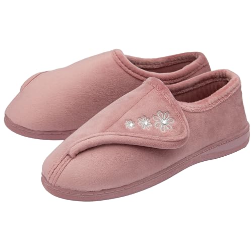 NorthSole Ladies Womens Slippers Slip On Hook & Loop - Pink - UK 6