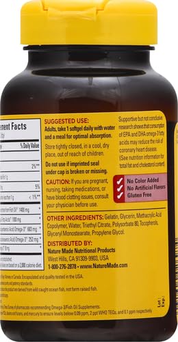 Image of Nature Made Extra Strength Omega 3 Fish Oil Supplements, 1400mg, Fish Oil Omega 3 Supplements as Ethyl Esters for Healthy Heart, Brain, Eyes, Mood Support, 45 Softgels, 45 Day Supply, (Pack of 2)