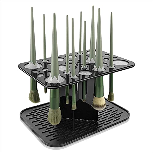 CAIRIAC 28 Holes Makeup Brush Holder,Makeup Brush Drying Rack Upside Down,Folding Makeup Brush...