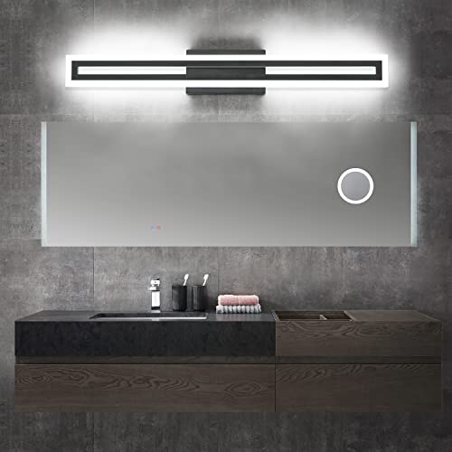 Image of SOLFART Bathroom Vanity Light Fixtures Vanity Lights for Mirror Bathroom Lighting Black Led Light 6000K