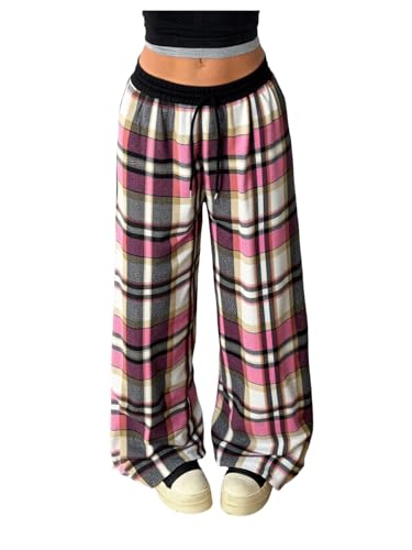 Image of SOLY HUX Women's Plaid Checkered Pants Flannel Pajama Pants with Pockets