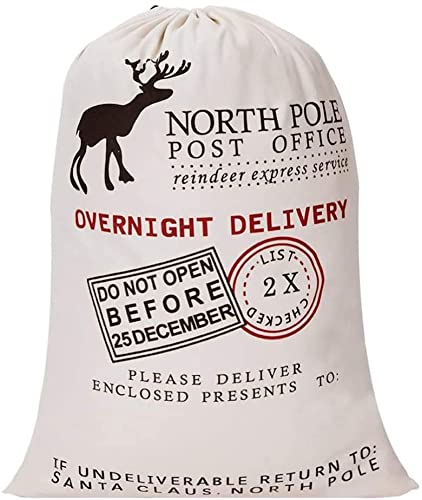 Boolavard Blank Santa Sack 19.7'x27.6' Bolsa de Navidad de Tamaño Grande con Cordón