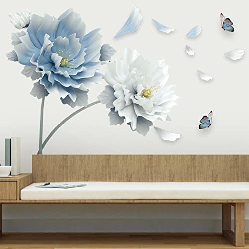Vinilos decorativos mariposa floral azul para pared miniatura 4
