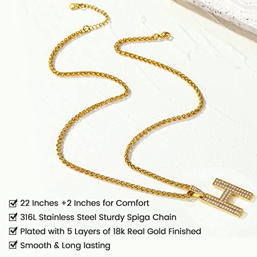 Keystyle Bling Gold Initial Letter C Necklace, Alphant Name Necklaces Formens Friend Gift Large Letter Pendant Mens Necklace #TOP4