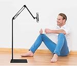 Tablet Floor Stand, Overhead Camera Phone Mount Angle Height Adjustable Holder, Universal Floor Stand Compatible with iPhone iPad Pro Air Mini, Samsung Tab, Kindle, E-Readers