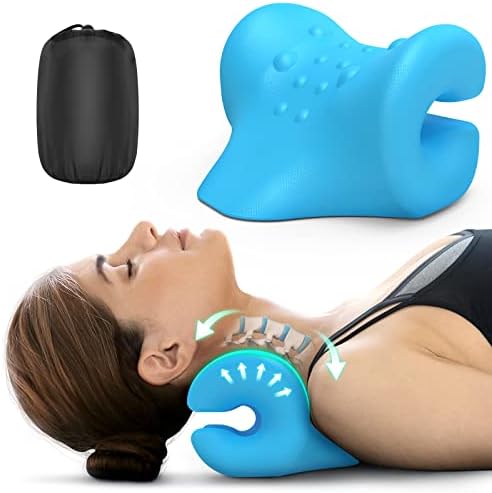 Mazori Odorless Neck Stretcher for Neck Pain Relief 2 Modes, Neck Cloud Cervical Neck Traction Device Pillow for Spine Alignment, Chiropractic Neck and Shoulder Relaxer for TMJ Headache Muscle Tension