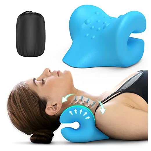 Mazori Odorless Neck Stretcher for Neck Pain Relief 2 Modes, Neck Cervical Traction Device Pillow for Spine Alignment, Chiropractic Neck and Shoulder Relaxer for TMJ Headache Muscle Tension