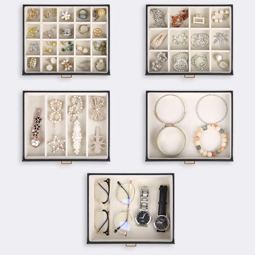 Kendal Extra Large Jewelry Box Jewelry Case PU Leather 6 Tier 5 Drawers Large Storage Capacity with Mirror Jewelry Storage Organizer Great Gift Also Good For Watches LJC-SHD5BK (black) - Thumbnail 3