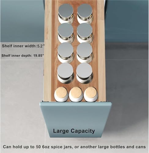 DINDON Pull Out Spice Rack Organizer for Cabinet, (6.5" W x 21.9" D x 25.2" H) Multi-Use Wood Pull Out Cabinet Organizer Slide Out Shelf Cabinet Storage for Kitchen, Pantry Organization by DINDON - Image 6