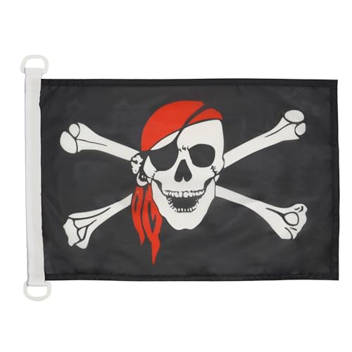 AZ FLAG - Drapeau Pirate foulard rouge - 45x30 cm - Pavillon Nautique Corsaire Avec Bandana Spécial Bateau Et Extérieur En Maille Bloquée Avec Anneaux Plastiques Intégrés - 30g