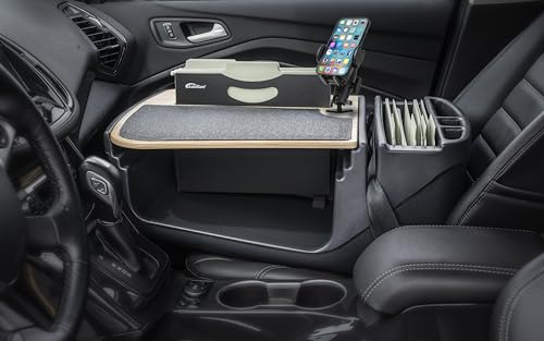Image of AutoExec AE-FMEF-PM-11M Efficiency FileMaster Car Desk for Your Vehicle Workstation and Mobile Office, Natural with Phone Mount | Vehicle Workstation, Mobile Office, With Phone Mount