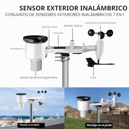 Miniatura 2 de Ecowitt Estación Meteorológica Inalámbrica Wi-Fi - Estación Meteorológica Digital Profesional Con Pantalla A Color Grande, Sensor 7 En 1 Para Exteriores, Sensor Integrado Para Interiores, Ws2910