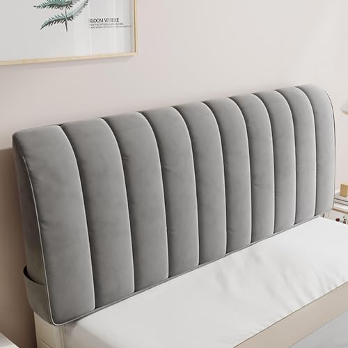 Funda de cabecera elástica gris de alta calidad para cama de matrimonio, funda acolchada con todo incluido, tela suave que protege y mejora la decoración de tu dormitorio, 150 cm