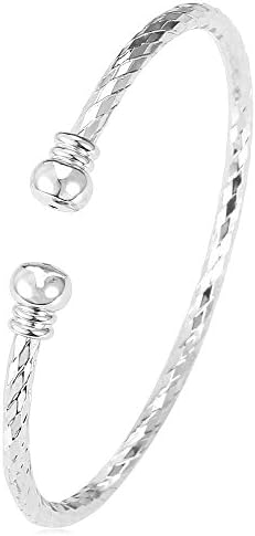 U7 Simple Cuff Bracelet for Girls Women Platinum Plated Fine Bangle Bracelet Fashion Jewelry