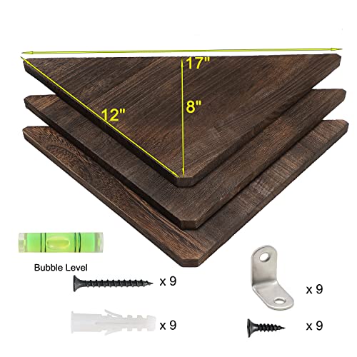 Amy Dceom Corner Wall Shelves Set Of 3, Rustic Wood Corner Floating Shelves, Wall Mount Storage Display For Tv Accessories, Baby Monitor, Speaker, Cable Box, Game Console (Brown) #TOP5