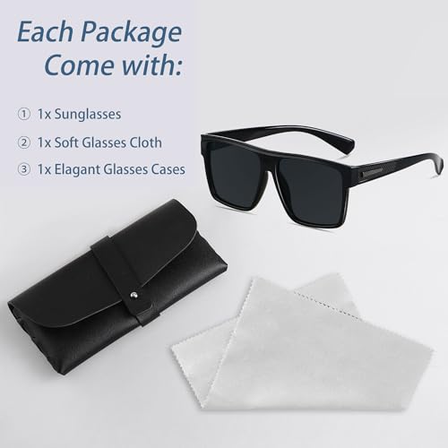 ANDWOOD Square Polarized Sunglasses For Men Women UV Protection Oversized Flat Top Big Shades Fashion Driving Sun glasses2