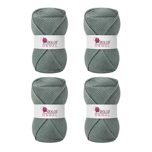 Image of Brilon Acrylic Hand Knitting Yarn Balls Pack of 4 (50g Each) -Soft Wool Yarn for Knitting, Craft, DIY Projects, Sweaters, Scarves, Multicolor Wool Thread for Home Use (Grey)