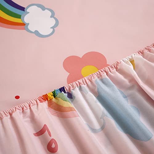 Sdy 4Pcs Rainbow Bedding Sheet Set,Queen Size Cute Pink Unicorn Sheets Set Included 1 Deep Pocket Fitted Sheet+1 Top Flat Sheet+2 Pillowcases For Kids Girls Teens (Rainbow,Queen) #TOP3
