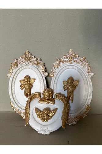 Tableaux Muraux Anges Baroque Doré SODEF : Déco Murale Céramique 12x22cm
