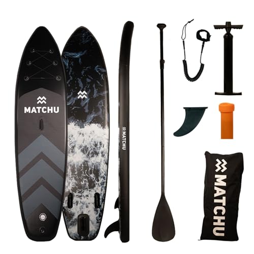 MATCHU - Tabla Paddle Surf Hinchable - Set Completo - 320x81x15 CM - 150 KG De Capacidad De Carga (Aqua Camo - Negro/Azul - REFURBISHED)